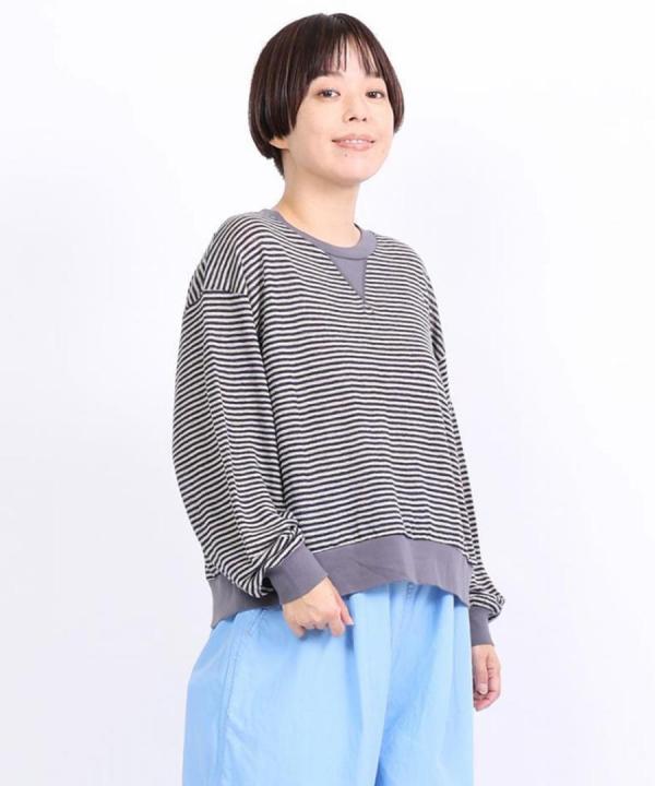 リネンボーダー　プルオーバー