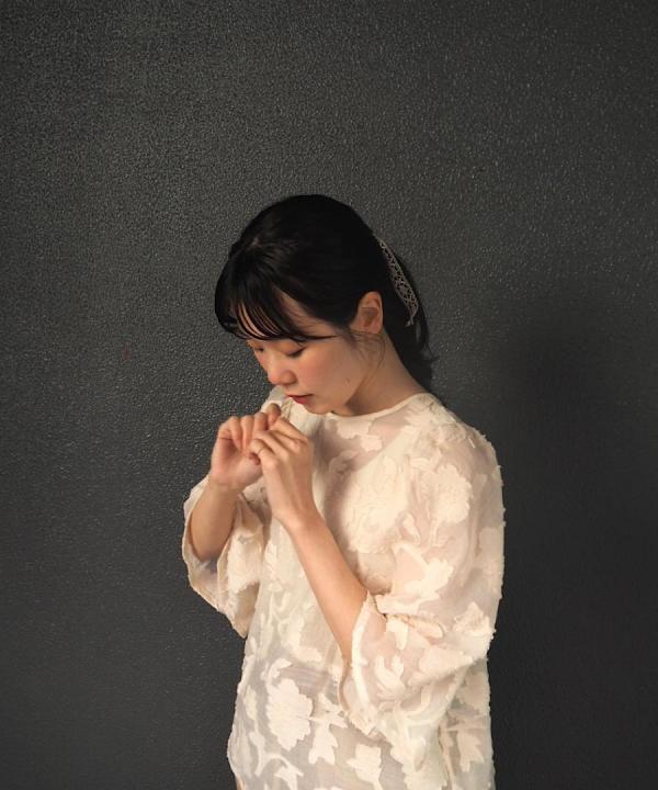 botanical cut jacquard blouse