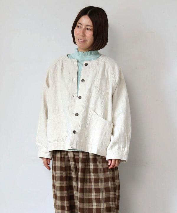 グレンチェックデニムジャガード　ジャケット