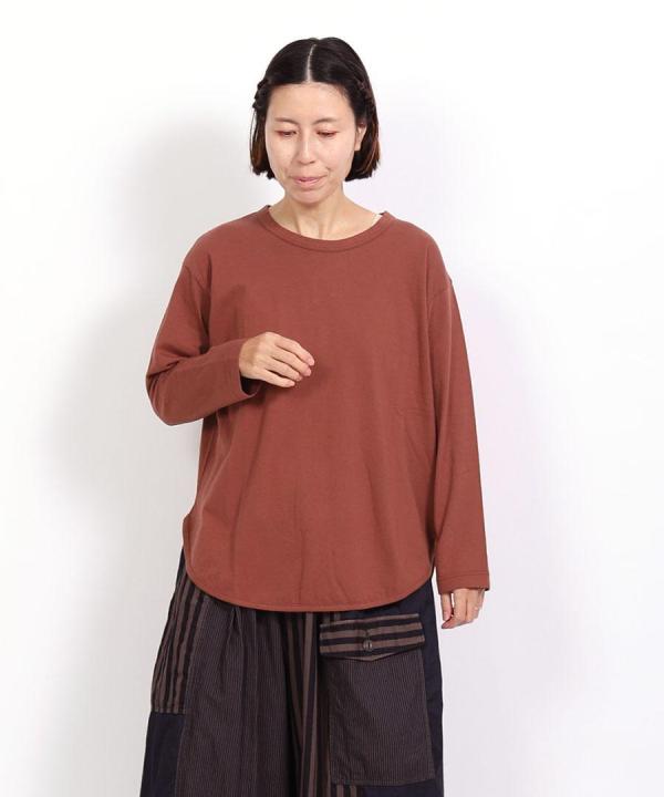 スープレコットン天竺　裾ラウンド長袖T