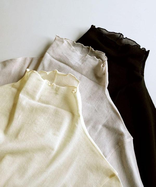 コットンチュール　ハイネックロングTシャツ