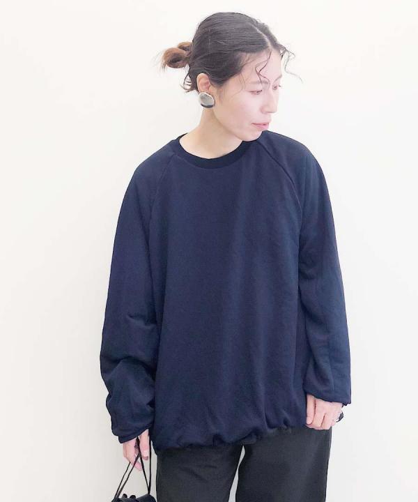 ドライポリエステル裏毛・高温高圧製品染め　ラグランスリーブプルオーバー
