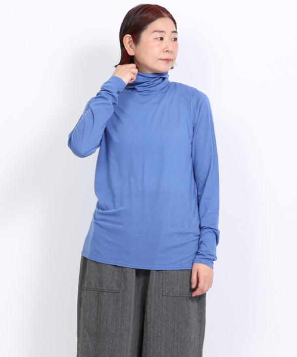 flow cotton silk タートルネック