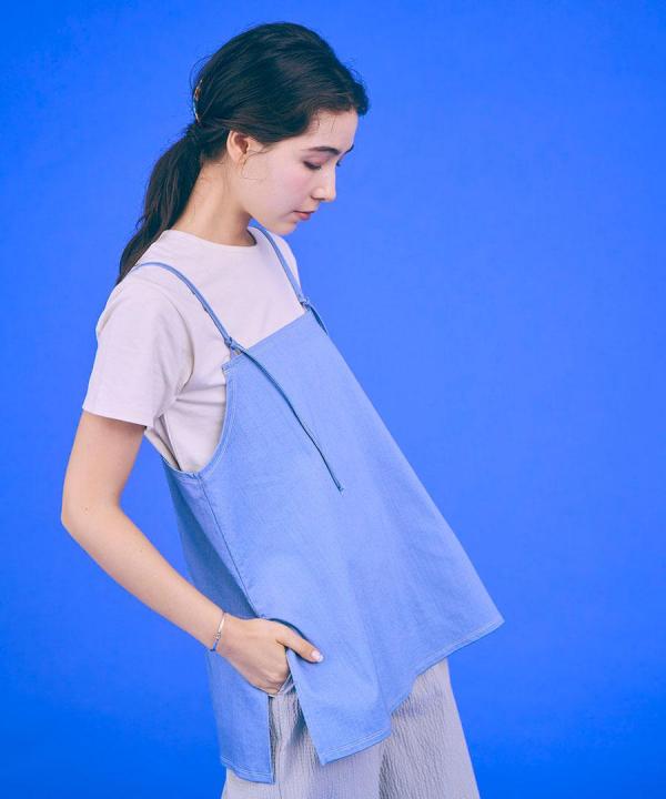 stitch denim ラップキャミソール