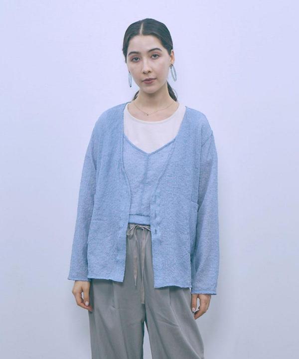 burbling polyester ノーカラージャケット