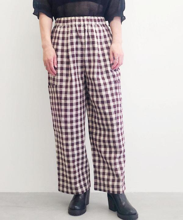 Check Linen Cotton Trousers