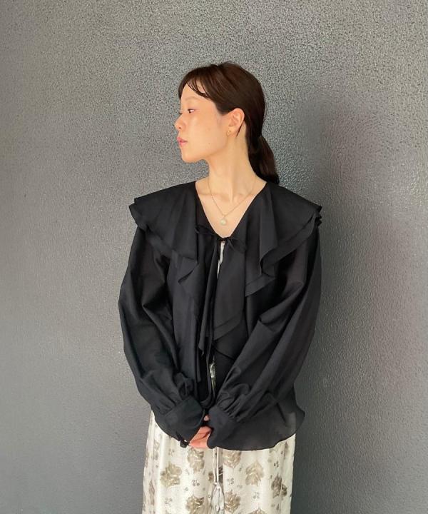 cotton silk raffle blouse