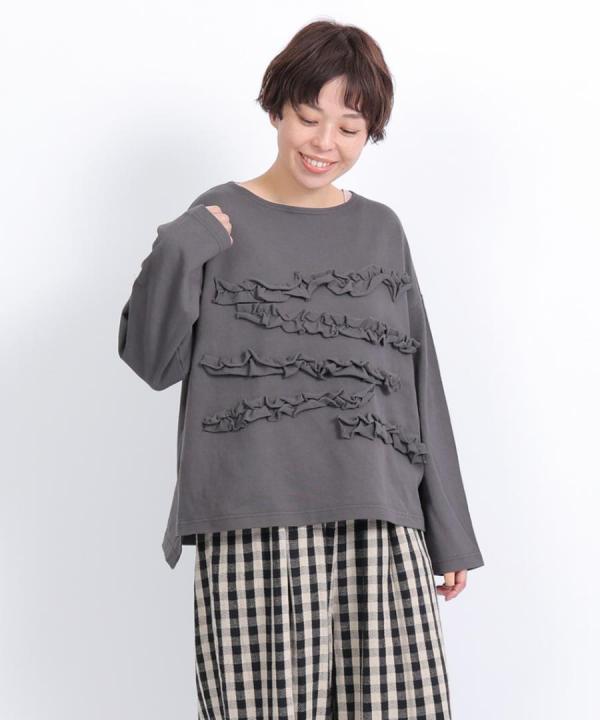 ミディアムコットン　フリルプルオーバー