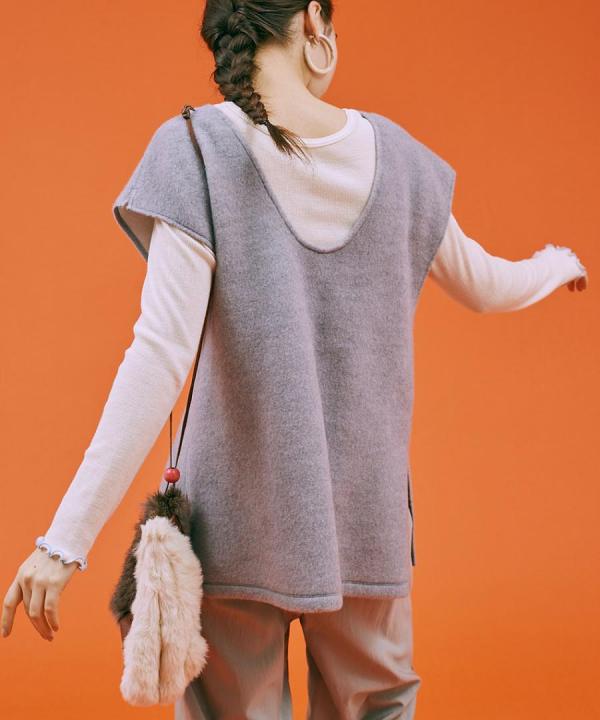 cloudy wool 2WAYロングベスト