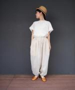 STRIPE GATHER WIDE PANTS