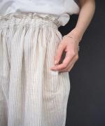 STRIPE GATHER WIDE PANTS