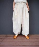 STRIPE GATHER WIDE PANTS