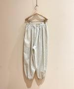 STRIPE GATHER WIDE PANTS