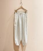 STRIPE GATHER WIDE PANTS