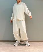 高密度60/1サテン近江晒パラシュートパンツ