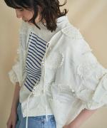 モチーフ刺繍コットンサテン　はおり