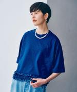 インディゴ天竺×ピグメントダイ　裾フリルTシャツ