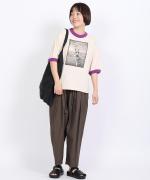 リンガー天竺　5分袖Tシャツ(プリント)