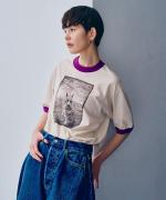 リンガー天竺　5分袖Tシャツ(プリント)