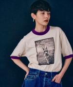 リンガー天竺　5分袖Tシャツ(プリント)