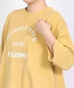 シングルジャージー ピグメント加工　6分袖プリントTシャツ