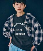 シングルジャージー ピグメント加工　6分袖プリントTシャツ
