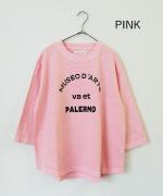 シングルジャージー ピグメント加工　6分袖プリントTシャツ