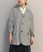 コットンリネン ストライプ・アムンゼンクロス　テーラードジャケット