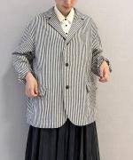 コットンリネン ストライプ・アムンゼンクロス　テーラードジャケット