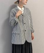コットンリネン ストライプ・アムンゼンクロス　テーラードジャケット