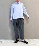 デンス ストレッチ ナイロン・メランジツイル　1タックテーパードパンツ