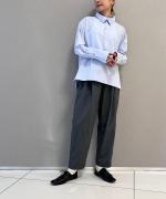 デンス ストレッチ ナイロン・メランジツイル　1タックテーパードパンツ