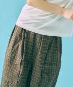 ドラムワッシャーポプリンチェック カーゴハーフパンツ