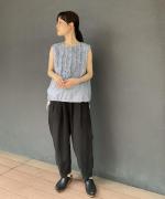 25/-リネン製品染め タックパンツ