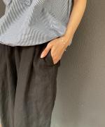 25/-リネン製品染め タックパンツ