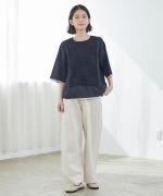コットンリネンデニム　ワイドパンツ