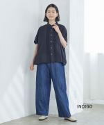 コットンリネンデニム　ワイドパンツ