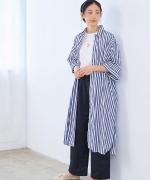 100/2ストライプクロス　シャツワンピース