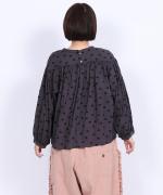 ドットカットジャガード　ギャザーブラウス