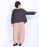 ドットカットジャガード　ギャザーブラウス