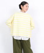 ヴァン天竺ボーダー　9分袖バスクワイドT