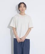 ドライコットン天竺 メッシュフリル衿T