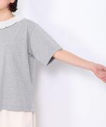ドライコットン天竺 メッシュフリル衿T