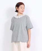 ドライコットン天竺 メッシュフリル衿T