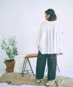 太番手ステッチコットンリネンボイル　シャツ