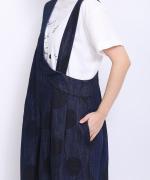 ドットプリントデニム　サロペット