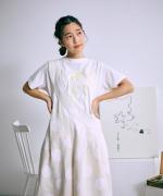 ドットプリントデニム　サロペット