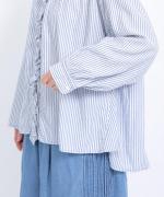 ふわふわストライプ　フリルブラウス