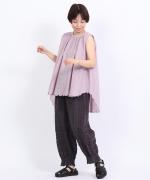 スカラップ刺繍コットンリネンボイル　ノースリーブプルオーバー