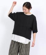 スカラップ刺繍コットンリネンボイル　ノースリーブプルオーバー